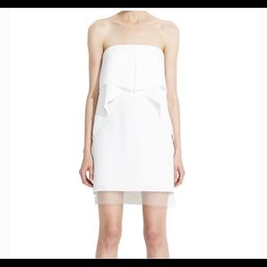 NWT BCBG Runway Strapless Drapey Layer Dress White